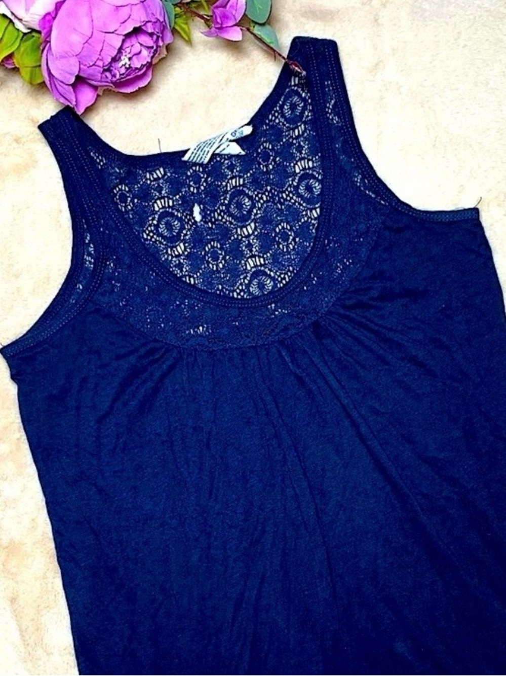 Aeropostale Navy Blue Lace Tank Top